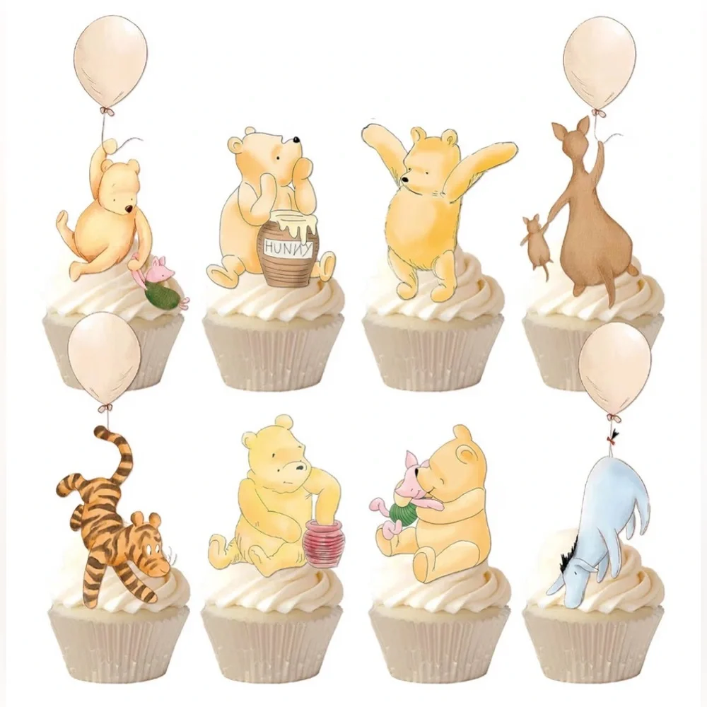 Winnie the Pooh Cupcake Toppers - Soft Pastel Yellow Party Decorations